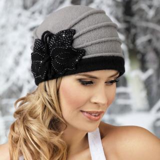 Krumlovanka Dámská zimní čepice 100% vlna Woolmark  W-0066/018 šedá
