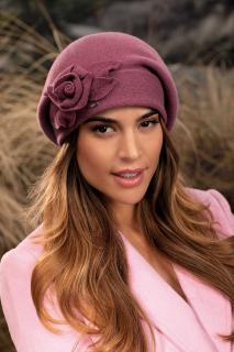 Krumlovanka Dámská zimní čepice 100%vlna Woolmark W-0838/506 starorůžová