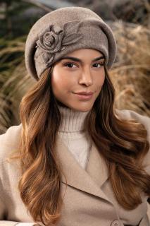 Krumlovanka Dámská zimní čepice 100%vlna Woolmark W-0838/690 hnědá