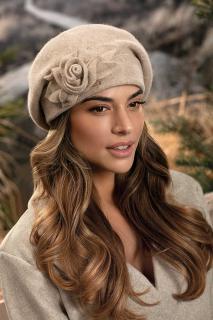 Krumlovanka Dámská zimní čepice 100% vlna Woolmark W-0838/960 béžová