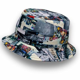 Letní bavlněný klobouk Bucket City - modrý se vzorem Ba-34080862 Vyberte velikost: XL