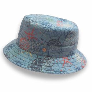 Letní bavlněný klobouk Bucket - modrý se vzorem Ba-34080920-228 Vyberte velikost: L