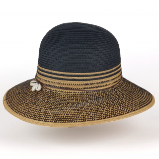 Letní dámský klobouk Fa-43489 - černá a camel