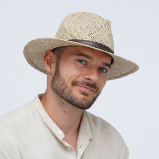 Letní klobouk FEDORA z mořské trávy Fa-39158 Vyberte velikost: L
