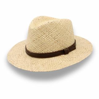 Letní klobouk Fedora z Rafie P-931 s hnědým páskem Vyberte velikost: 59