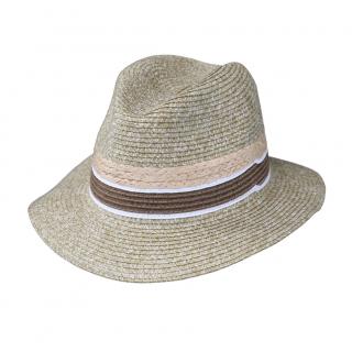 Letní klobouk Fiebig Fedora 16644 béžový VELIKOST: 55