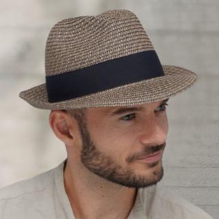 Letní klobouk TRILBY  fa-41067-BEZ hnědá melange Vyberte velikost: L