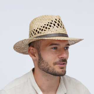 Letní slaměný klobouk  Fedora 43350 s větracími otvory VELIKOST: L