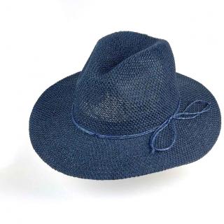 Letní slaměný klobouk Fedora P-12864 - více barev VYBERTE BAREVNOU VARIANTU: Modrá