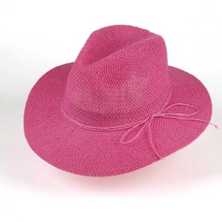Letní slaměný klobouk Fedora P-12864 - více barev VYBERTE BAREVNOU VARIANTU: růžová