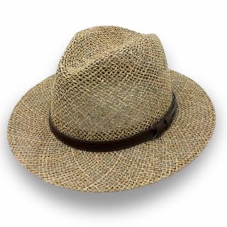 Letní slaměný klobouk Fedora z mořské trávy P-10274 Vyberte velikost: 56
