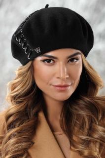 Luxusní baret s podšívkou a zdobením W-0582/018 černý