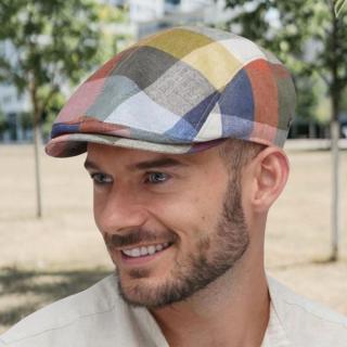 Luxusní pánská lněná bekovka Jackson - patchwork Vyberte velikost: 62