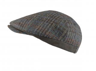 Pánská zimní hnědo-modrá bekovka Harris Tweed vlna plus ušní klapky Vyberte velikost: 61