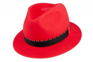 Plstěný klobouk TONAK Fedora Ella 53669/19 červený Q 1020 VELIKOST: 53