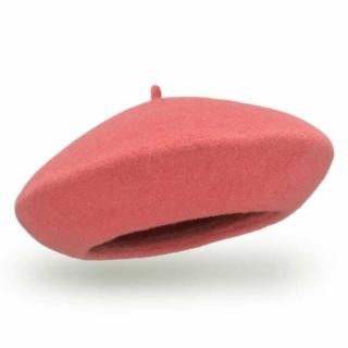 Růžový vlněný baret FLORA 100% vlna Woolmark Quality W-baret/331 (M)