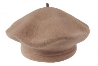Tmavě béžový baret FLORA 100% vlna WOOLMARK W-baret/158 (M)