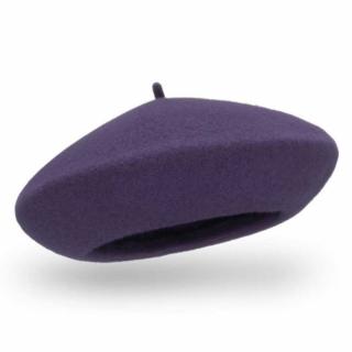 Tmavě fialový baret FLORA 100% vlna WOOLMARK W-baret/472 (M)