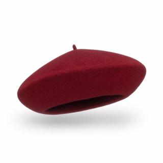 Vínový baret FLORA 100% vlna WOOLMARK W-baret/144 (M)