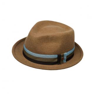 Vlněný klobouk trilby se stuhou Ba-30225010 camel Vyberte velikost: XL