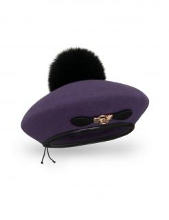 Zimní dámský baret s bambulí W-662 více barevných variant VYBERTE BAREVNOU VARIANTU: fialová