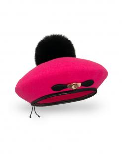 Zimní dámský baret s bambulí W-662 více barevných variant VYBERTE BAREVNOU VARIANTU: lila