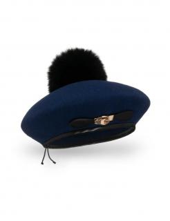 Zimní dámský baret s bambulí W-662 více barevných variant VYBERTE BAREVNOU VARIANTU: Modrá