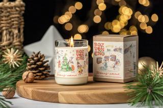 VOŇAVÝ ADVENT - přírodní svíčka s mandlí, muškátovým oříškem a vanilkou (Svíčka s adventním kalendářem.)