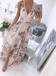 Lehké šifonové šaty s květinami, Růžové 34
