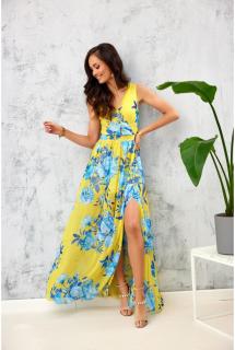 Lehké šifonové šaty s květinami, Žluté 34