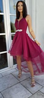 Luxusní asymetrické šaty Katrin, Vínové 40