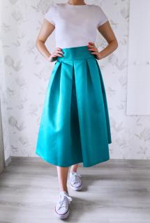 Taftová midi sukně s kapsami, zelená XL
