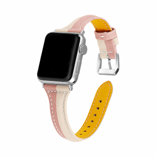 Dámský kožený řemínek pro Apple Watch - Double-pink Velikost: 42/44/45/49mm, Barva: Růžová