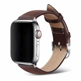 Kožený řemínek pro Apple Watch - Tmavě hnědý Velikost: 42/44/45/49mm, Barva: Tmavě hnědá