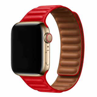 Kožený řemínek s magnetem pro Apple Watch - Červený Velikost: 42/44/45/49mm, Barva: Červená