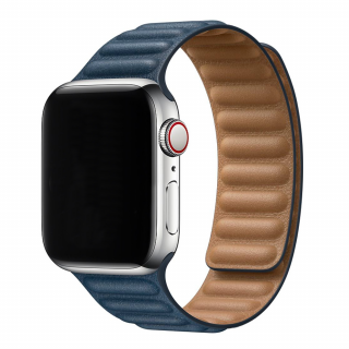 Kožený řemínek s magnetem pro Apple Watch - Tmavě modrý Velikost: 42/44/45/49mm, Barva: Tmavě modrá