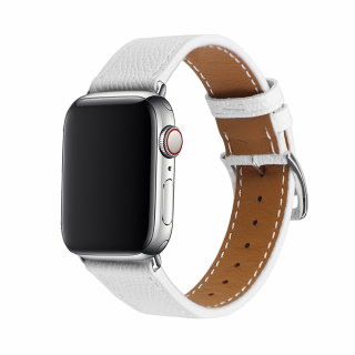 Kožený řemínek s přezkou pro Apple Watch - Bílý Velikost: 42/44/45/49mm, Barva: Bílá