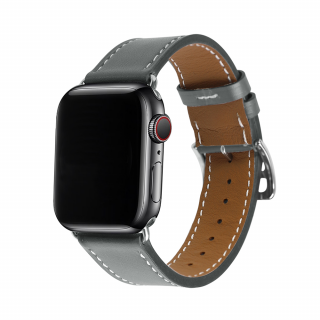 Kožený řemínek s přezkou pro Apple Watch - Šedý Velikost: 38/40/41mm, Barva: Fog
