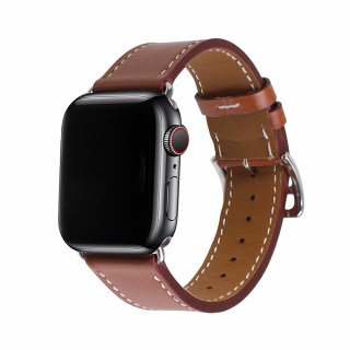 Kožený řemínek s přezkou pro Apple Watch - Světle hnědý Velikost: 38/40/41mm, Barva: Světle hnědá