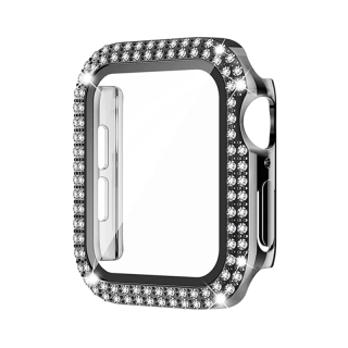 Ochranné pouzdro s tvrzeným sklem a diamanty pro Apple Watch - Černé Velikost: 38mm