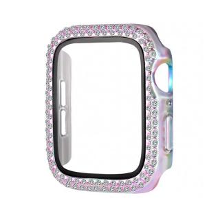 Ochranné pouzdro s tvrzeným sklem a diamanty pro Apple Watch - Duhové Velikost: 38mm