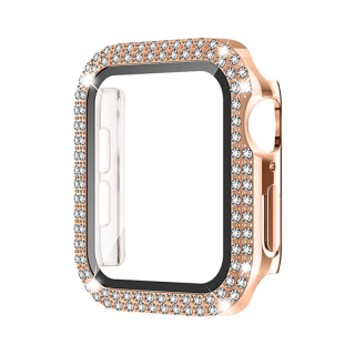 Ochranné pouzdro s tvrzeným sklem a diamanty pro Apple Watch - Rose Gold Velikost: 38mm
