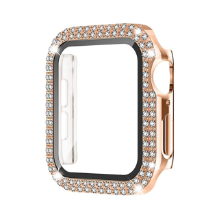 Ochranné pouzdro s tvrzeným sklem a diamanty pro Apple Watch - Rose Gold Velikost: 42mm