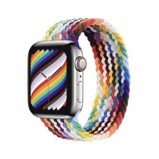 Pletený navlékací řemínek pro Apple Watch - Duhový Velikost: 42/44/45/49mm, Obvod zápěstí: M (střední obvod zápěstí), Barva: Rainbow black