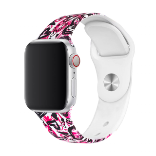 Řemínek s potiskem pro Apple Watch - Bláznivá láska Velikost: 38/40/41mm, Obvod zápěstí: M-L (střední až větší obvod zápěstí), Barva: Bílá