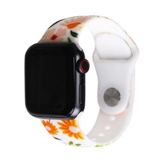 Řemínek s potiskem pro Apple Watch - Kapradí Velikost: 38/40/41mm, Obvod zápěstí: M-L (střední až větší obvod zápěstí), Barva: Bílá