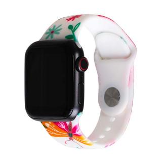 Řemínek s potiskem pro Apple Watch - Letní zahrada Velikost: 42/44/45/49mm, Obvod zápěstí: S-M (menší až střední obvod zápěstí), Barva: Bílá