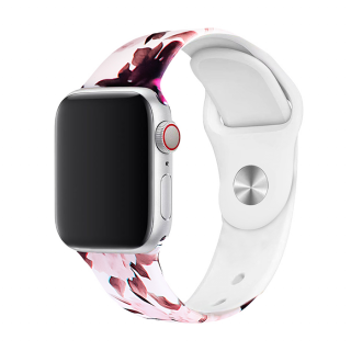 Řemínek s potiskem pro Apple Watch - Rosaria Velikost: 38/40/41mm, Obvod zápěstí: M-L (střední až větší obvod zápěstí), Barva: Bílá