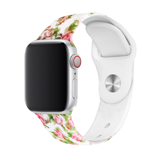 Řemínek s potiskem pro Apple Watch - Růžový sad Velikost: 38/40/41mm, Obvod zápěstí: S-M (menší až střední obvod zápěstí), Barva: Bílá