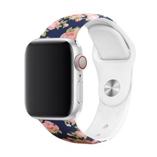 Řemínek s potiskem pro Apple Watch - S růžemi Velikost: 38/40/41mm, Obvod zápěstí: M-L (střední až větší obvod zápěstí), Barva: Černá